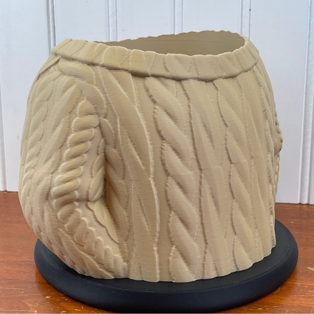 Wool Sweater Indoor Planter Pot, Cable Knit Flower Pot - Picture 8 of 12